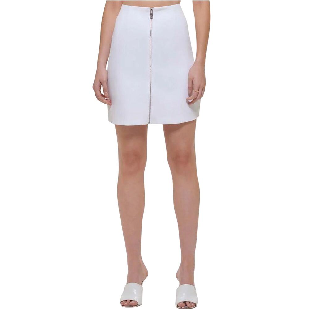 DKNY $99 WOMENS MINI SHORT A-LINE White SKIRT with Zipper Size 10